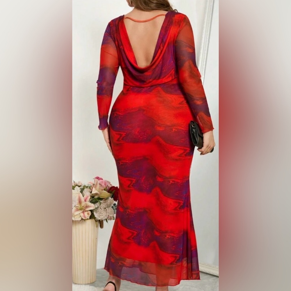 Red and Purple Maxi Dress